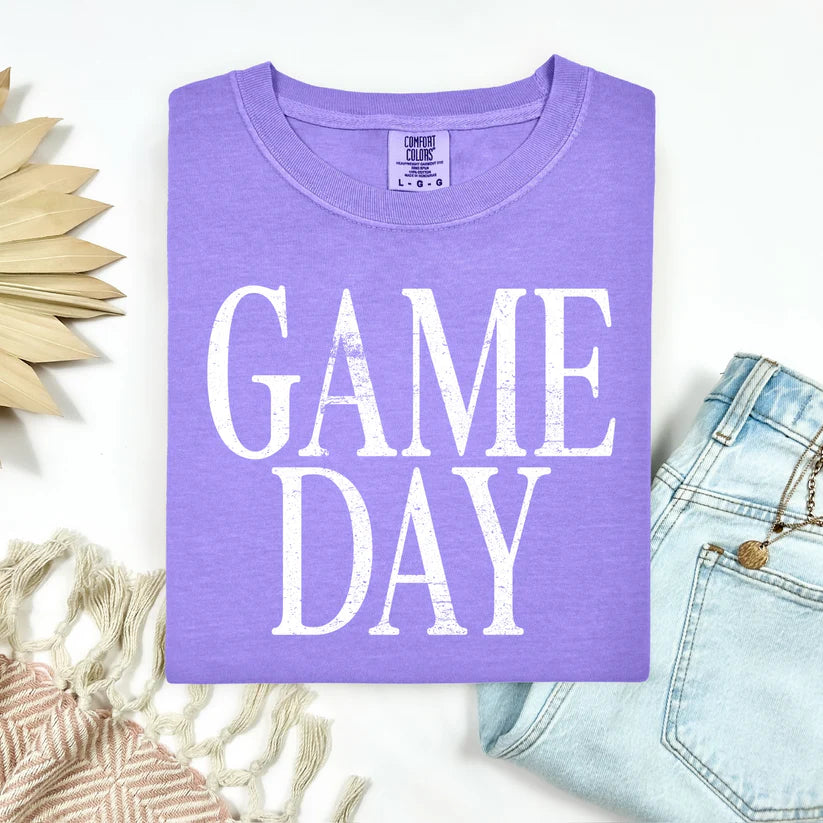 Game Day Distressed Comfort Color Graphic Tee